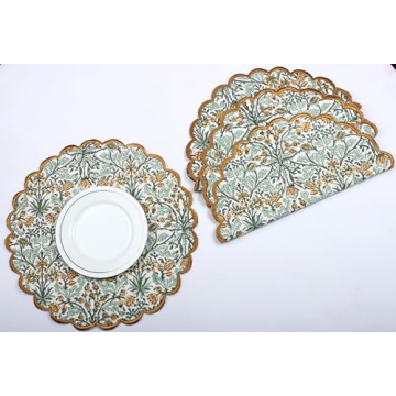 Ridhi Goldenrod Yellow Spring Placemats 15" Round Set of 4