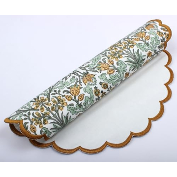 Ridhi Goldenrod Yellow Spring Placemats 15" Round Set of 4