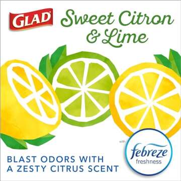 Glad Odorshield Small Drawstring Trash Bags, 4 Gal, Sweet Citron and Lime, 80 Ct, Pack May Vary