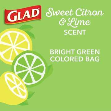 Glad Odorshield Small Drawstring Trash Bags, 4 Gal, Sweet Citron and Lime, 80 Ct, Pack May Vary