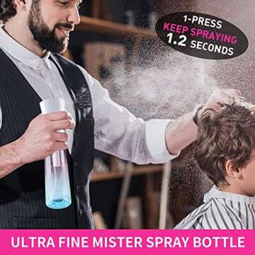 Continuous Hair Plant Mister Spray Bottle, Fine Empty Small Mist Spray Bottles, Water Alcohol Cleaning Mist Bottle for Curly Hair Styling Products,Plants,Barber Accessories