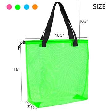 hsmyank Reusable 4Pack Colorful Mesh Beach Tote Bags,Mesh Shopping Bag With Drawstring For Travel,To...