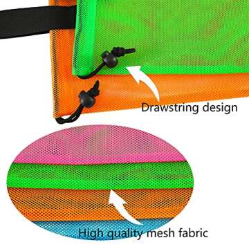 hsmyank Reusable 4Pack Colorful Mesh Beach Tote Bags,Mesh Shopping Bag With Drawstring For Travel,Toys,Gift Or Laundry … … (COLOR-1)