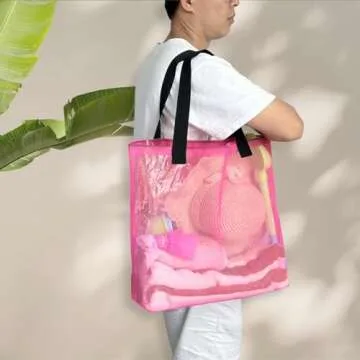 hsmyank Reusable 4Pack Colorful Mesh Beach Tote Bags,Mesh Shopping Bag With Drawstring For Travel,Toys,Gift Or Laundry … … (COLOR-1)