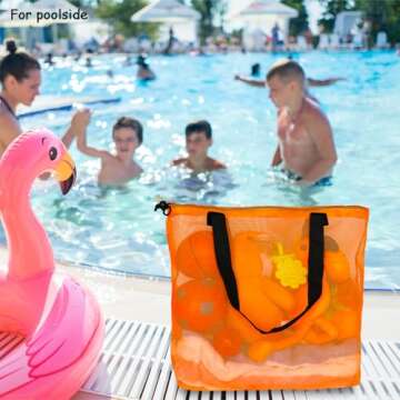 hsmyank Reusable 4Pack Colorful Mesh Beach Tote Bags,Mesh Shopping Bag With Drawstring For Travel,Toys,Gift Or Laundry … … (COLOR-1)