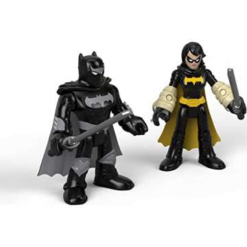Imaginext DC Super Friends Action Figures Set: Black Bat & Ninja Batman
