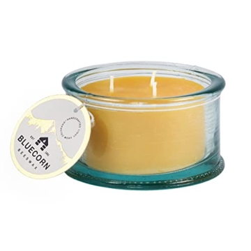 3-Wick Unscented Bluecorn Beeswax Candle in Glass - 100% Pure Beeswax Candles Handmade in Colorado