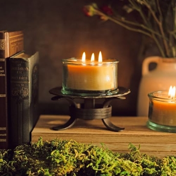 Elegant 3-Wick Unscented Beeswax Candle in Glass