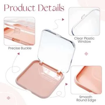 ISKYBOB 12 Packs Press On Nails Storage Boxes, Fake Nails Packing Cases with Tape Pink Nail Display Box for Home DIY, Nail Salon (3.3 x 3.3in)