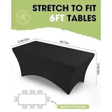 Pureegg Spandex Tablecloth 6ft - 2 Pack, Fitted Design