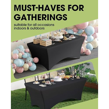 Pureegg Spandex Tablecloth 6ft - 2 Pack, Fitted Design