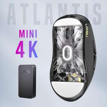 Lamzu Atlantis Mini 4K Wireless Gaming Mouse, Ultra Lightweight 51g, 26000 DPI, Symmetrical, Mechani...