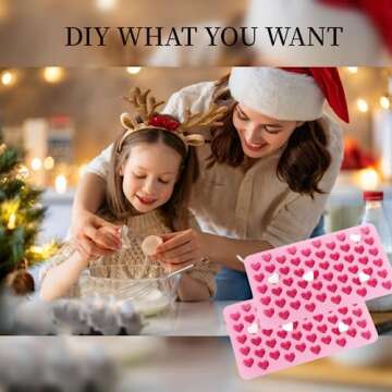 2 Pack Heart Silicone Molds Non-Stick Food Grade Silicone Molds Baking Mold Reusable Candy Mold,Used for Jelly, Homemade Treats, Candy, Chocolate,candle,lacquer seal Making Supplies