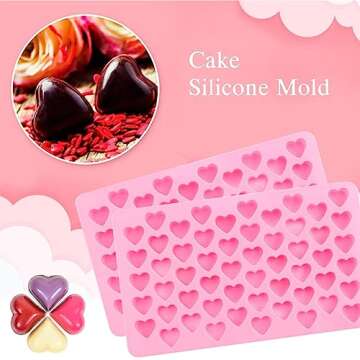 2 Pack Heart Silicone Molds Non-Stick Food Grade Silicone Molds Baking Mold Reusable Candy Mold,Used for Jelly, Homemade Treats, Candy, Chocolate,candle,lacquer seal Making Supplies
