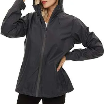 LeSies Women's Waterproof Rain Jacket Lightweight Windbreaker