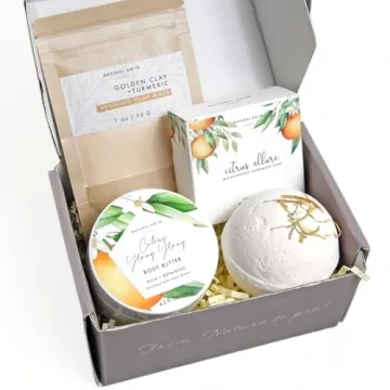 Natural Amor Citrus Handmade Bath Body Gift Set, 4 pcs Self Care Gift for Women