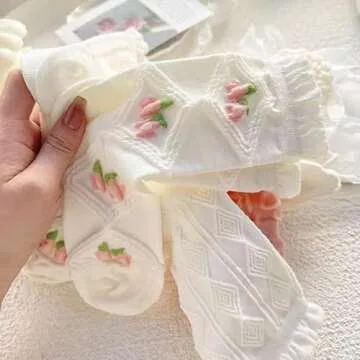 Cute Flower Socks - 5 Pairs Ankle Comfort for Women