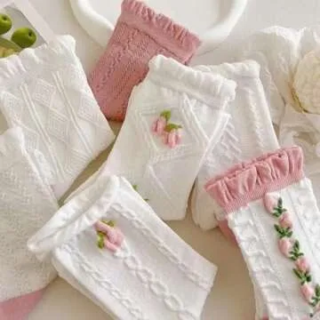 Cute Flower Socks - 5 Pairs Ankle Comfort for Women