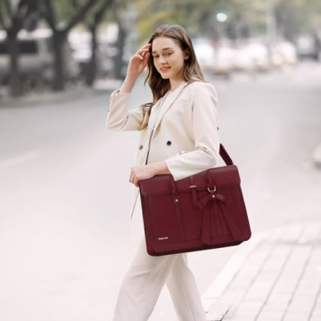 Trendy MOSISO Laptop Bag for Women, Elegant PU Leather Backpack