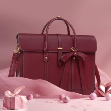 Trendy MOSISO Laptop Bag for Women, Elegant PU Leather Backpack