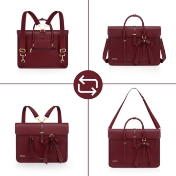 Trendy MOSISO Laptop Bag for Women, Elegant PU Leather Backpack
