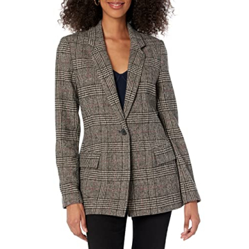 The Drop Women's Blake Long Blazer, Plaid, Large