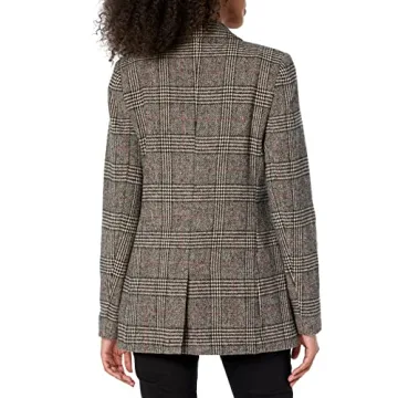 The Drop Women's Blake Long Blazer, Plaid, Large