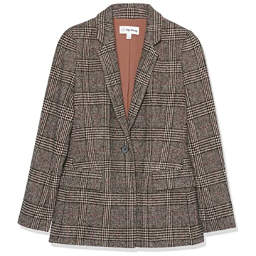 The Drop Women's Blake Long Blazer, Plaid, Large