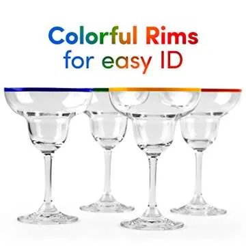 Colorful 10 oz Margarita Glasses Set of 4 Gift Box