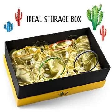 Colorful 10 oz Margarita Glasses Set of 4 Gift Box