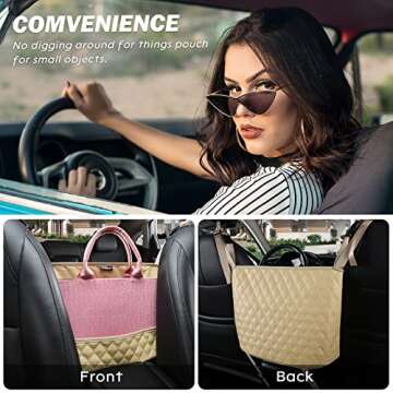 Car Organizers and Storage Purse Holder, Large Capacity Car Net Pocket Handbag Holder, Automotive Co...