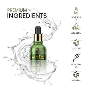 Azure Cosmetics Hemp & Argan Nourishing Korean Facial Oil - Moisturizing | Repairing | Lifts Skin Re...