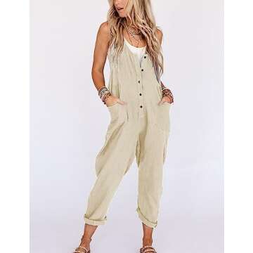 Yeokou Women's Comfortable Linen Overalls for Summer