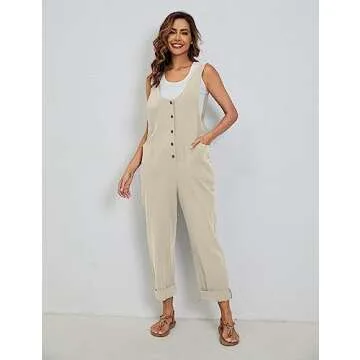 Yeokou Women's Comfortable Linen Overalls for Summer