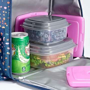 Cool Coolers by Fit & Fresh 4 Pack Slim Ice Packs, Quick Freeze Space Saving Reusable Ice Packs for Lunch Boxes or Coolers, Purple