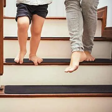 Delxo Non Slip Carpet Stair Treads, Set of 14,Rug Non Skid Runner for Grip and Beauty. Safety Slip Resistant for Kids, Elders, and Dogs,Pre Applied Adhesive .6''x30'' (Black)