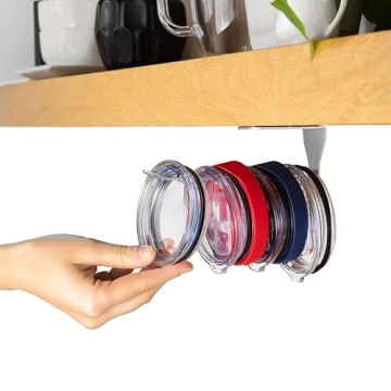 ELYPRO - Tumbler Lid Organizer for Stanley, Yeti, Hydro Flask, Under-Cabinet Holder