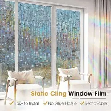 Vibrant 3D Rainbow Window Privacy Film - Easy Application