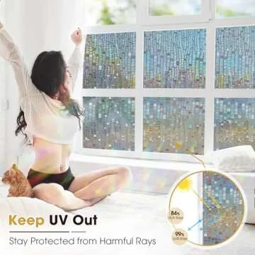 Vibrant 3D Rainbow Window Privacy Film - Easy Application