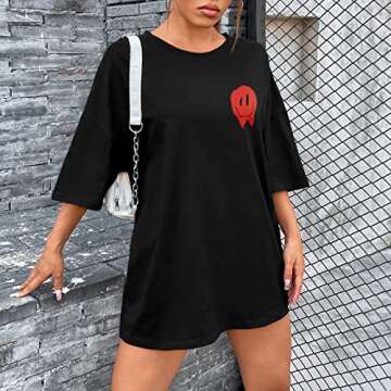 SOLY HUX Women's Oversized Graphic T-Shirt - Trendy Style