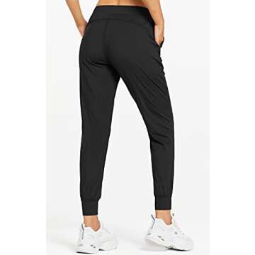 Libin Women's Joggers Pants Athletic Sweatpants with Pockets Running Tapered Casual Pants for Workout,Dance, Black M