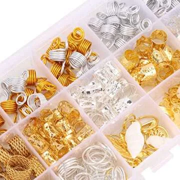 Tecbeauty 236 Pieces Hair Jewelry for Women Braids Rings Cuffs Clips Aluminum Beads Dreadlock Accessories-Box Storage