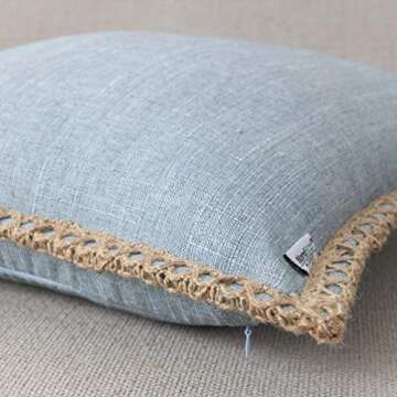 NordECO HOME Set of 2 Farmhouse Throw Pillow Covers - Burlap Linen Trimmed Tailored Edges Decorative...