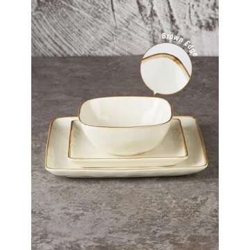 Famiware 12-Piece Dinnerware Set for 4, Elegant Designs