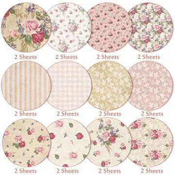 Whaline Spring Floral Pattern Paper - Vibrant Dual-Sided Sheets