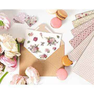 Whaline Spring Floral Pattern Paper - Vibrant Dual-Sided Sheets