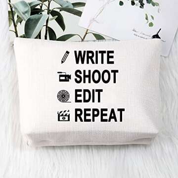 BDPWSS Write Shoot Edit Repeat Filmmaker Film Director Gift Funny Filmmaking Gift For Movie Buff Script Writer Makeup Bag For Women (Write shoot edit)