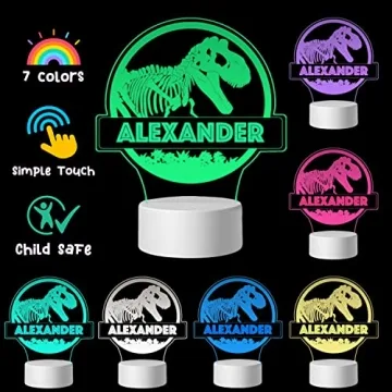JugJug Personalized Dinosaur Night Light for Kids
