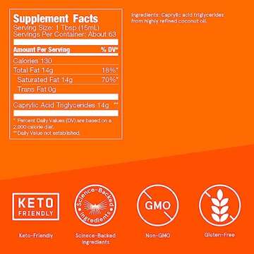 Bulletproof Brain Octane C8 MCT Oil, 32 Ounces, Keto Supplement for Sustained Energy and Fewer Cravi...