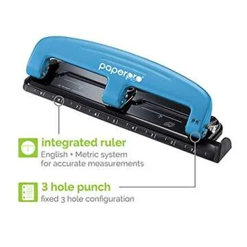 Bostitch Office EZ Squeeze™ Reduced Effort 3-Hole Punch, 12 Sheets, Blue (2103), 12 Sheet Blue